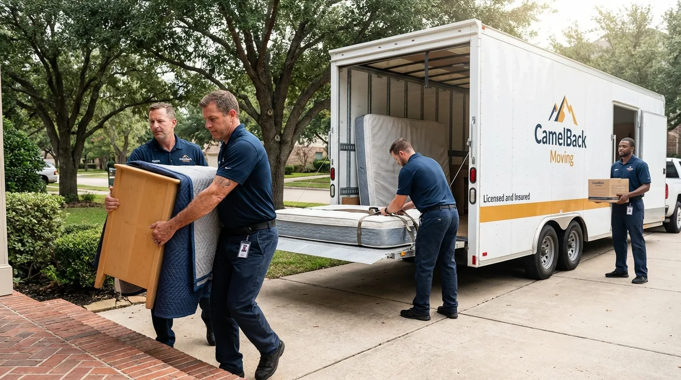 Crew loading residential truck for cross-state move from Warrenton, MO