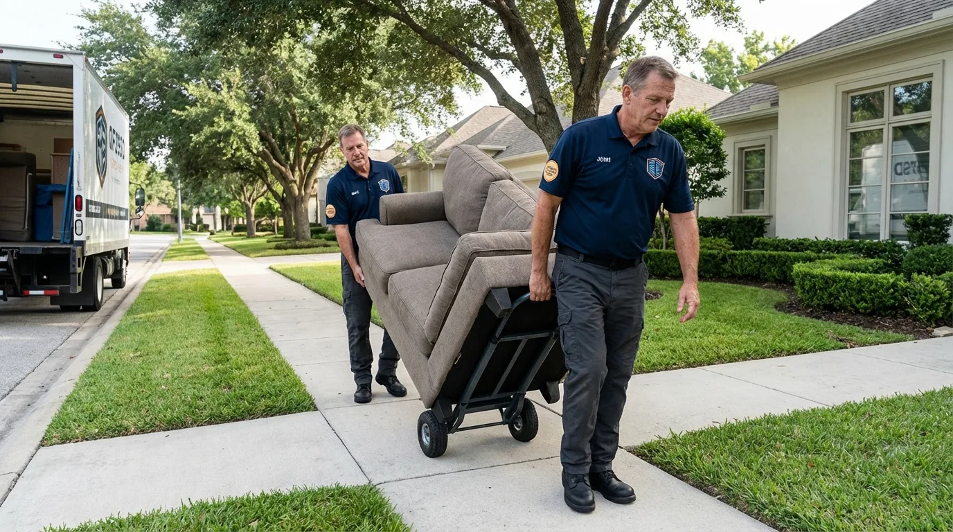 Local residential moving crew loading furniture in Warrenton, MO